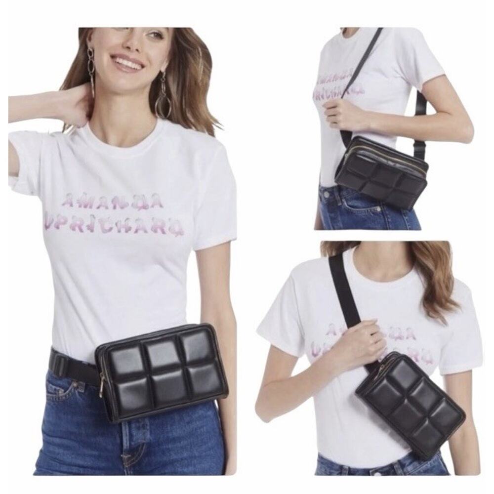 Amanda Uprichard Black Quilted Belt Bag Crossbody Fanny Pack NWT